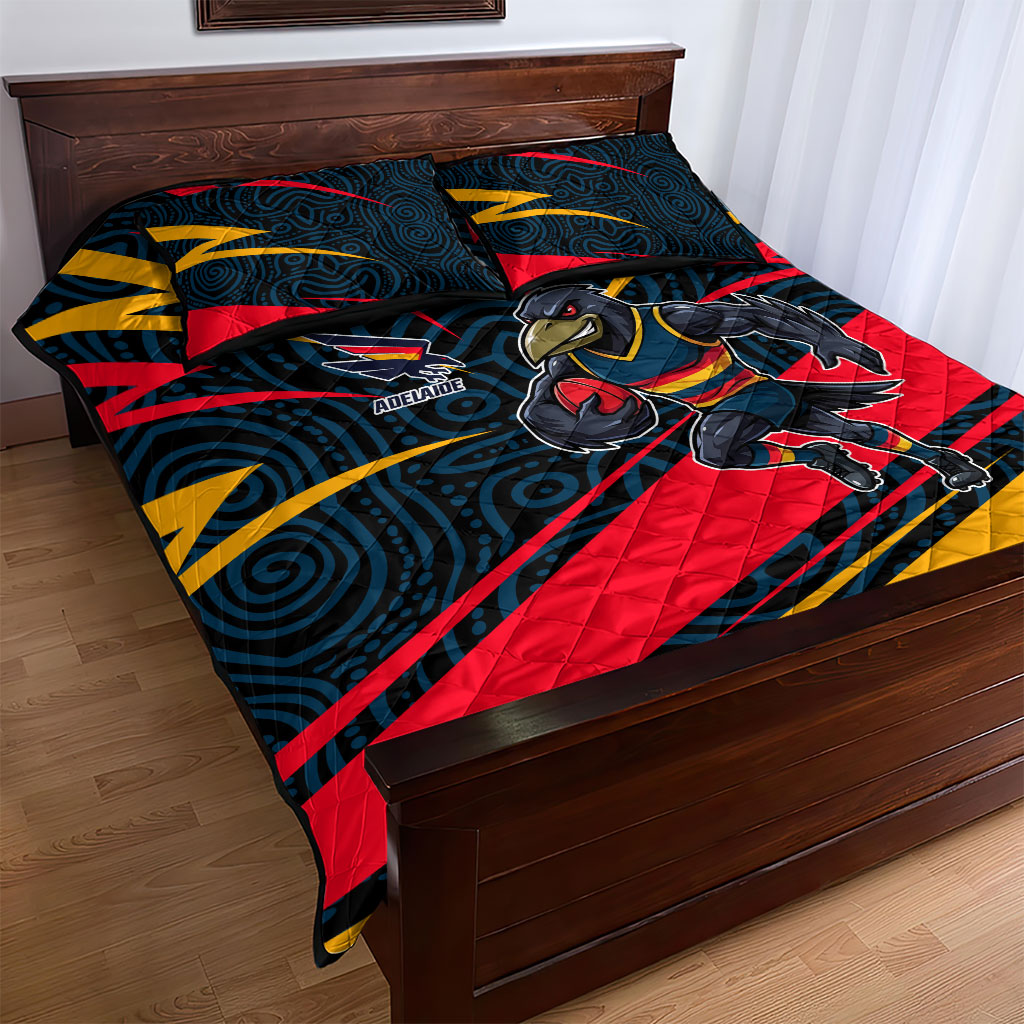 Adelaide Crows Australian Football Quilt Bed Set Fierce Mascot Spirit With Indigenous Pattern Art