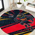 Adelaide Crows Australian Football Round Carpet Fierce Mascot Spirit With Indigenous Pattern Art