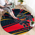 Adelaide Crows Australian Football Round Carpet Fierce Mascot Spirit With Indigenous Pattern Art