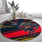 Adelaide Crows Australian Football Round Carpet Fierce Mascot Spirit With Indigenous Pattern Art