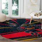 Adelaide Crows Australian Football Round Carpet Fierce Mascot Spirit With Indigenous Pattern Art