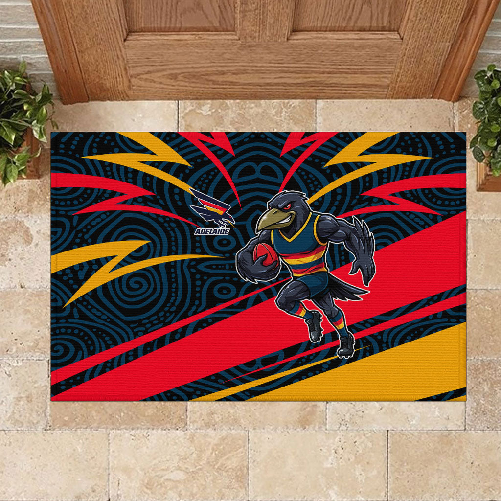 Adelaide Crows Australian Football Rubber Doormat Fierce Mascot Spirit With Indigenous Pattern Art