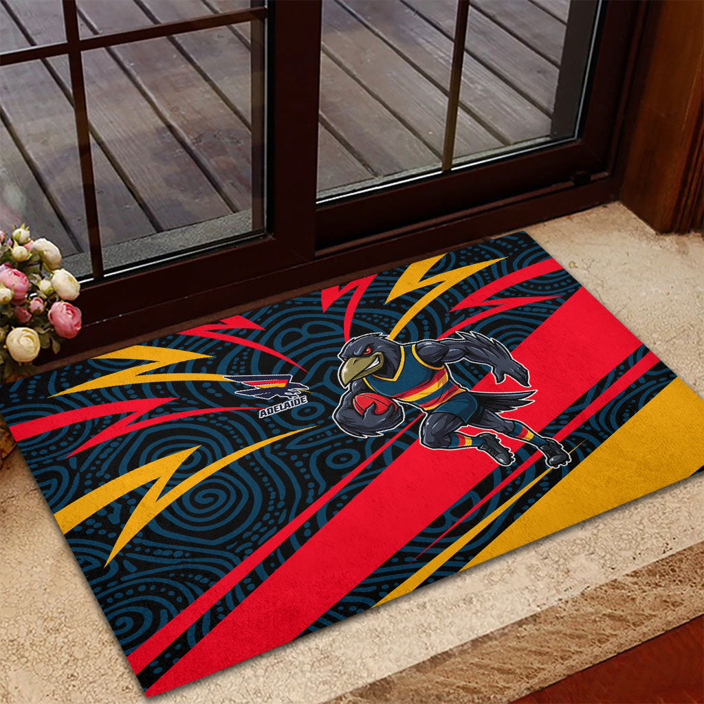 Adelaide Crows Australian Football Rubber Doormat Fierce Mascot Spirit With Indigenous Pattern Art