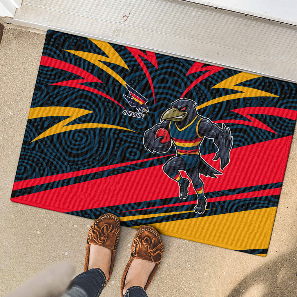Adelaide Crows Australian Football Rubber Doormat Fierce Mascot Spirit With Indigenous Pattern Art