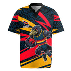 Adelaide Crows Australian Football Rugby Jersey Fierce Mascot Spirit With Indigenous Pattern Art