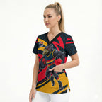 Adelaide Crows Australian Football Scrub Top Fierce Mascot Spirit With Indigenous Pattern Art