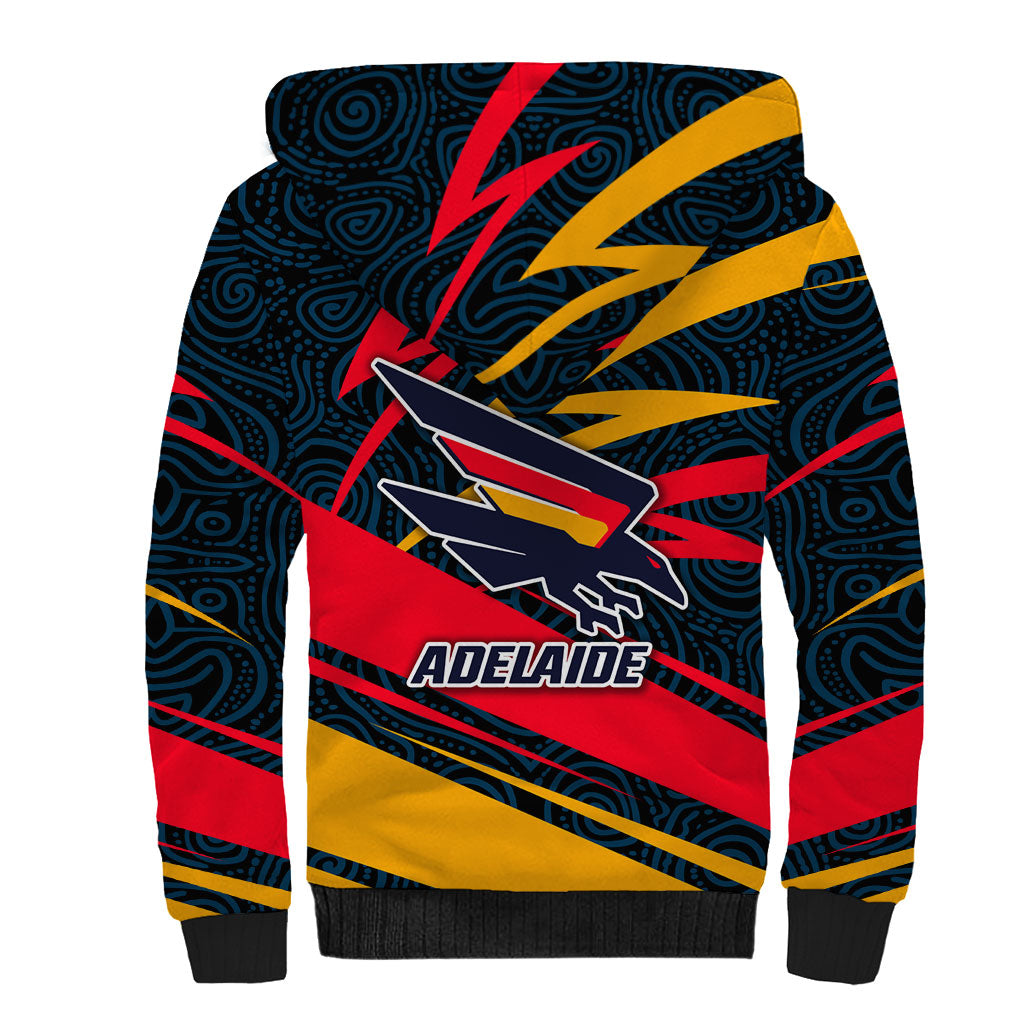 Adelaide Crows Australian Football Sherpa Hoodie Fierce Mascot Spirit With Indigenous Pattern Art