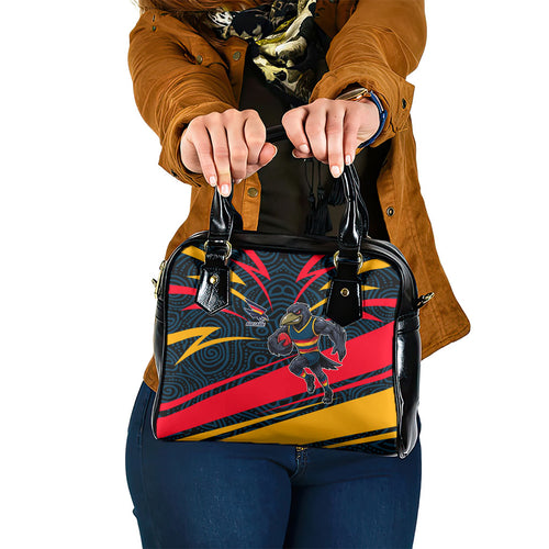 Adelaide Crows Australian Football Shoulder Handbag Fierce Mascot Spirit With Indigenous Pattern Art
