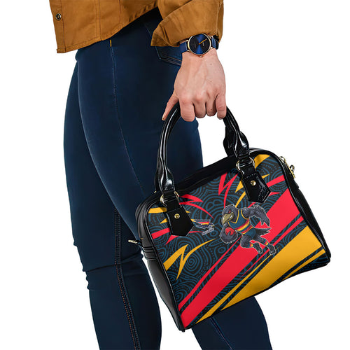 Adelaide Crows Australian Football Shoulder Handbag Fierce Mascot Spirit With Indigenous Pattern Art