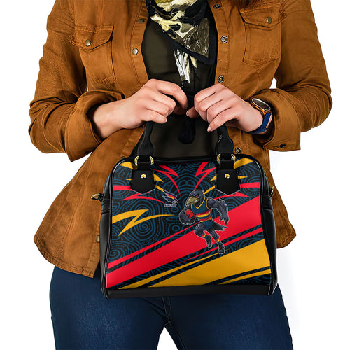Adelaide Crows Australian Football Shoulder Handbag Fierce Mascot Spirit With Indigenous Pattern Art