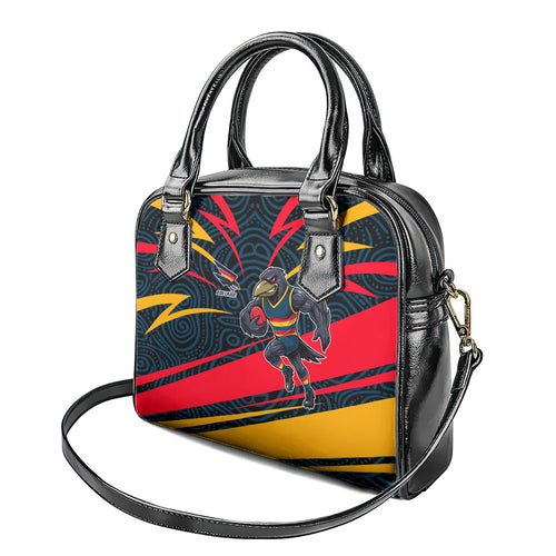 Adelaide Crows Australian Football Shoulder Handbag Fierce Mascot Spirit With Indigenous Pattern Art