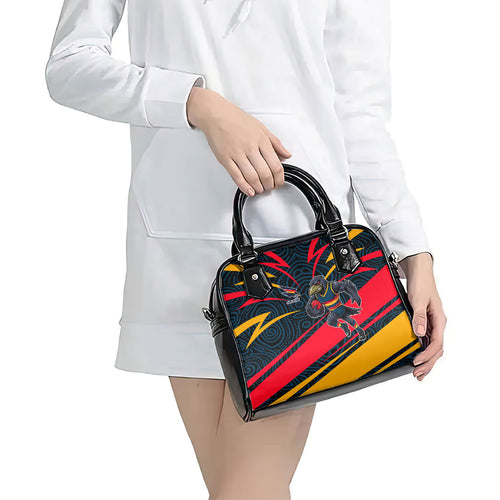 Adelaide Crows Australian Football Shoulder Handbag Fierce Mascot Spirit With Indigenous Pattern Art