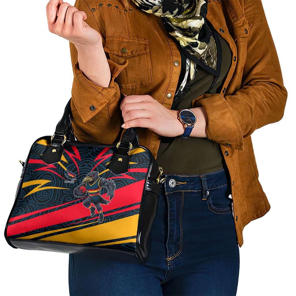Adelaide Crows Australian Football Shoulder Handbag Fierce Mascot Spirit With Indigenous Pattern Art