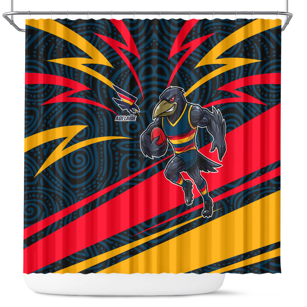 Adelaide Crows Australian Football Shower Curtain Fierce Mascot Spirit With Indigenous Pattern Art