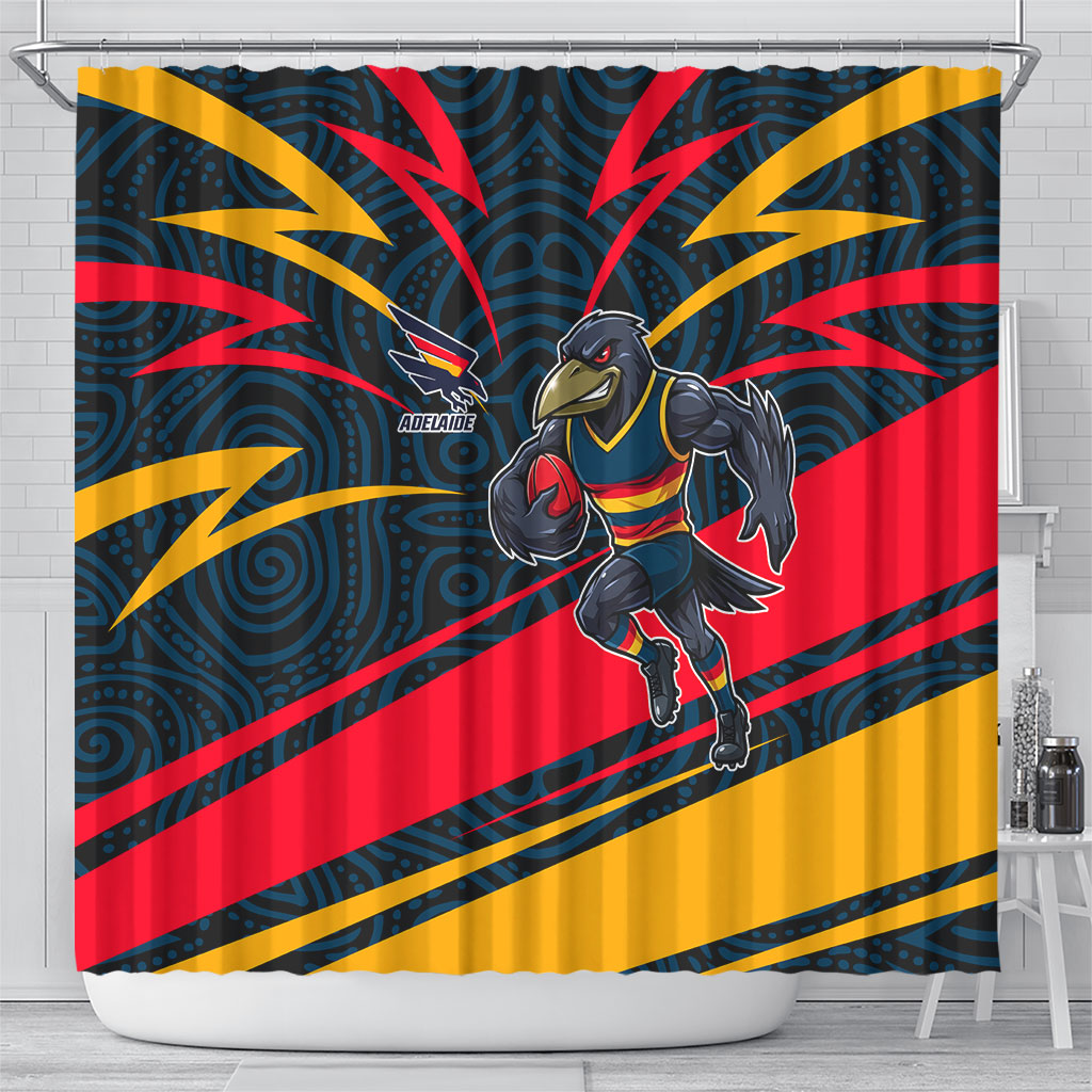 Adelaide Crows Australian Football Shower Curtain Fierce Mascot Spirit With Indigenous Pattern Art