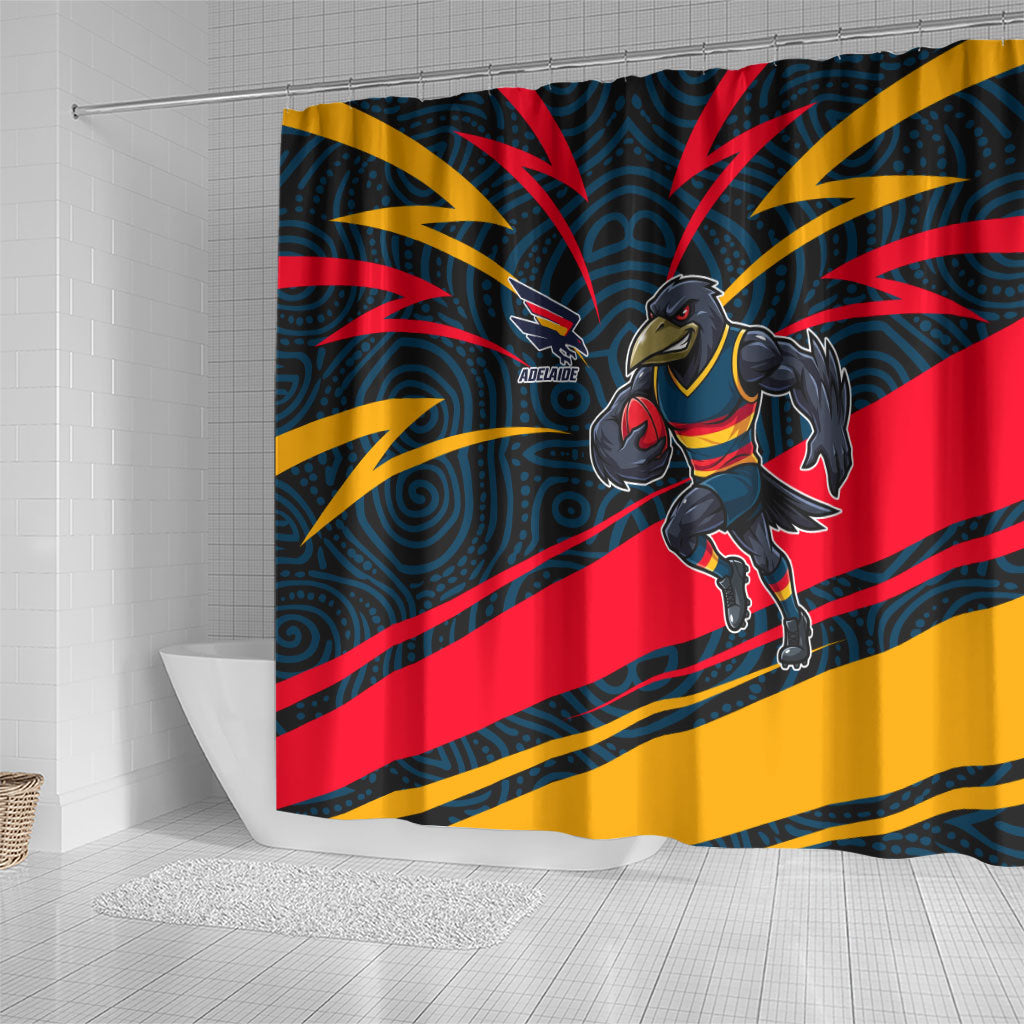 Adelaide Crows Australian Football Shower Curtain Fierce Mascot Spirit With Indigenous Pattern Art