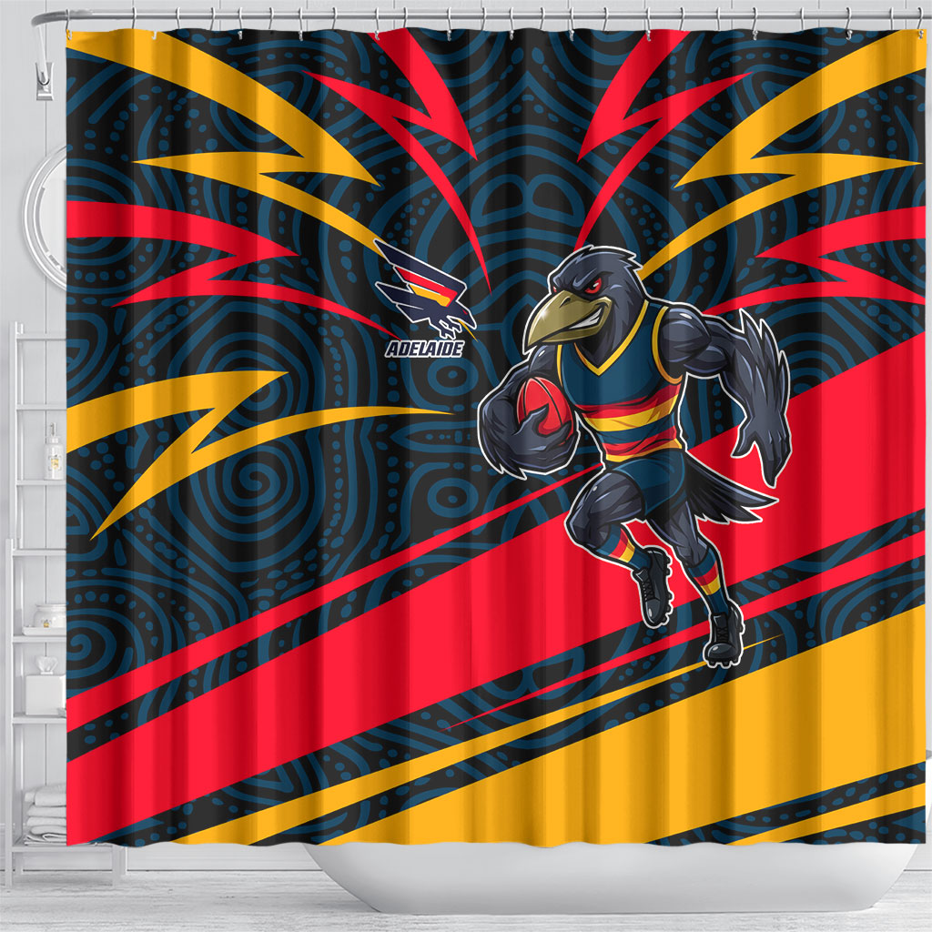 Adelaide Crows Australian Football Shower Curtain Fierce Mascot Spirit With Indigenous Pattern Art