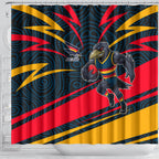 Adelaide Crows Australian Football Shower Curtain Fierce Mascot Spirit With Indigenous Pattern Art