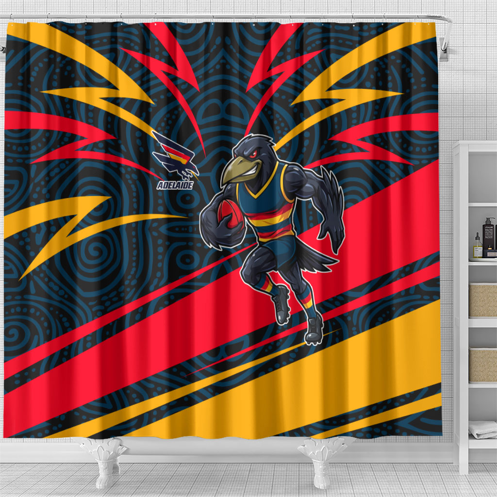 Adelaide Crows Australian Football Shower Curtain Fierce Mascot Spirit With Indigenous Pattern Art