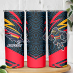 Adelaide Crows Australian Football Skinny Tumbler Fierce Mascot Spirit With Indigenous Pattern Art