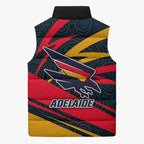 Adelaide Crows Australian Football Sleeveless Puffer Jacket Fierce Mascot Spirit With Indigenous Pattern Art