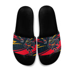 Adelaide Crows Australian Football Slide Sandals Fierce Mascot Spirit With Indigenous Pattern Art