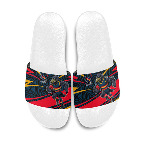 Adelaide Crows Australian Football Slide Sandals Fierce Mascot Spirit With Indigenous Pattern Art