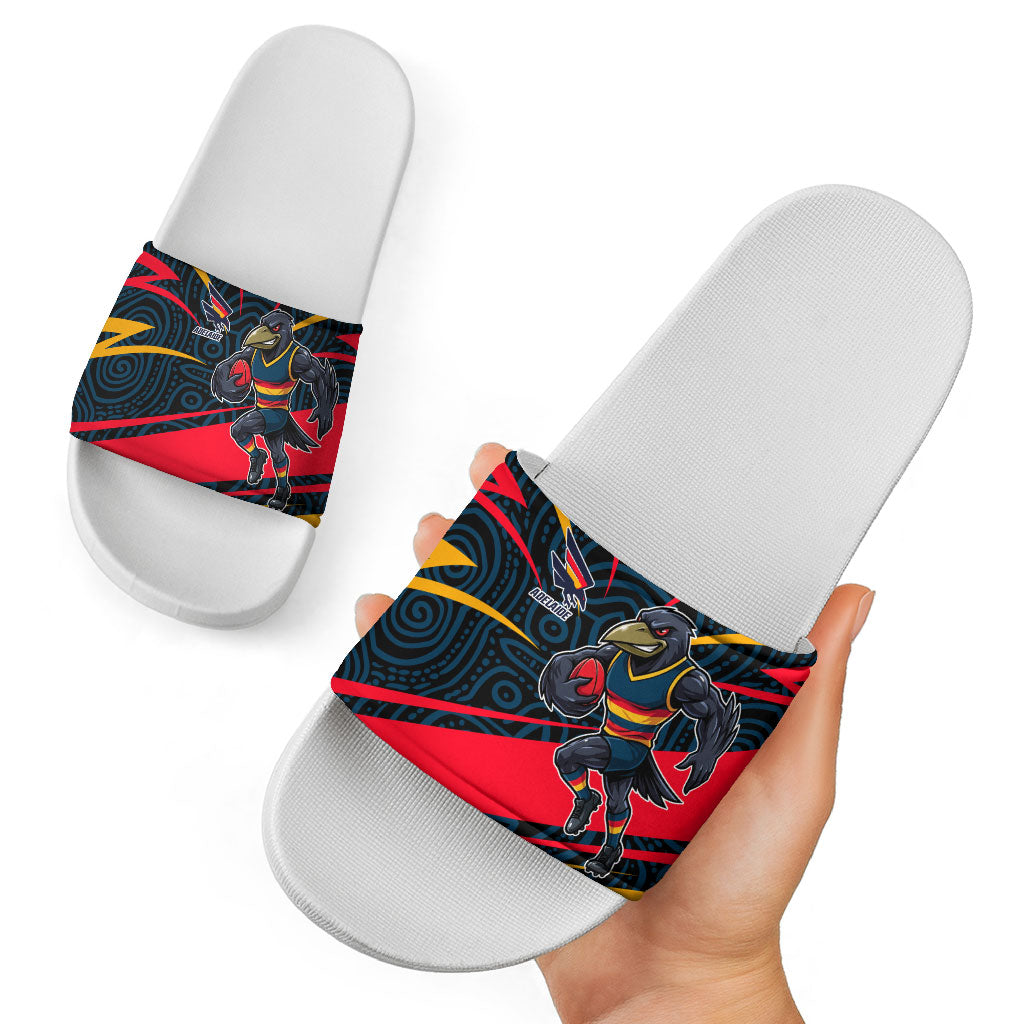 Adelaide Crows Australian Football Slide Sandals Fierce Mascot Spirit With Indigenous Pattern Art
