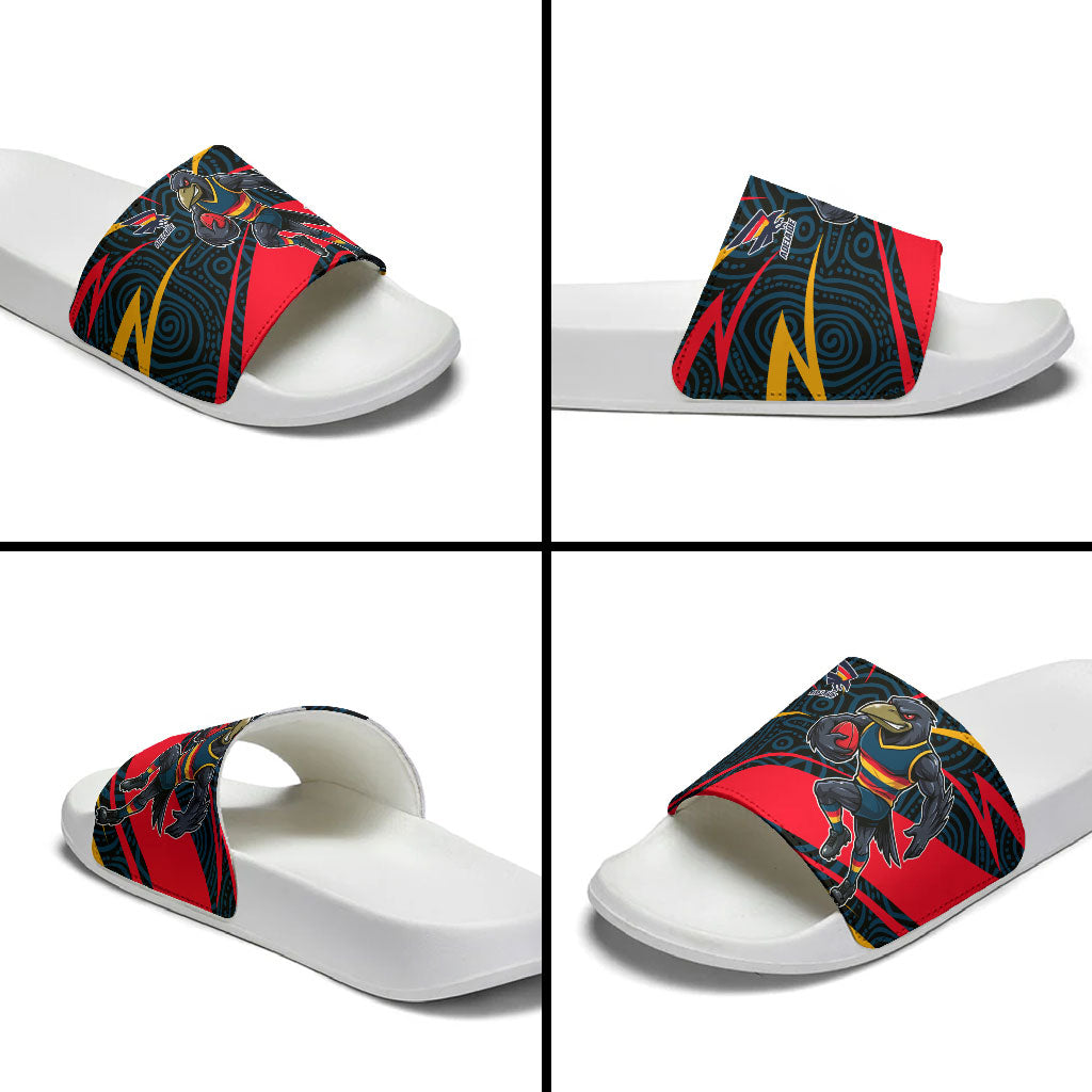 Adelaide Crows Australian Football Slide Sandals Fierce Mascot Spirit With Indigenous Pattern Art