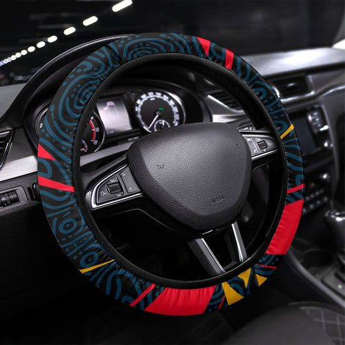 Adelaide Crows Australian Football Steering Wheel Cover Fierce Mascot Spirit With Indigenous Pattern Art