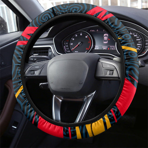 Adelaide Crows Australian Football Steering Wheel Cover Fierce Mascot Spirit With Indigenous Pattern Art