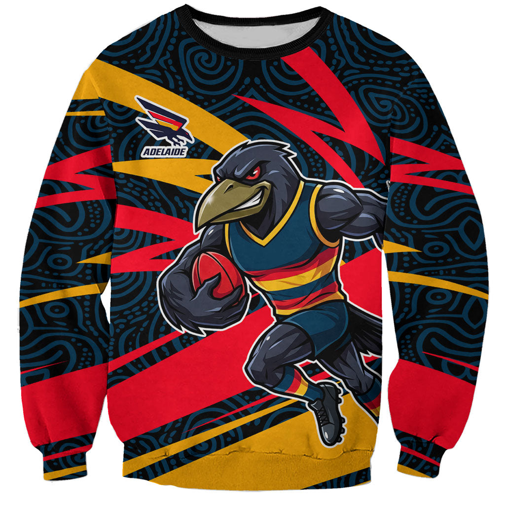 Adelaide Crows Australian Football Sweatshirt Fierce Mascot Spirit With Indigenous Pattern Art