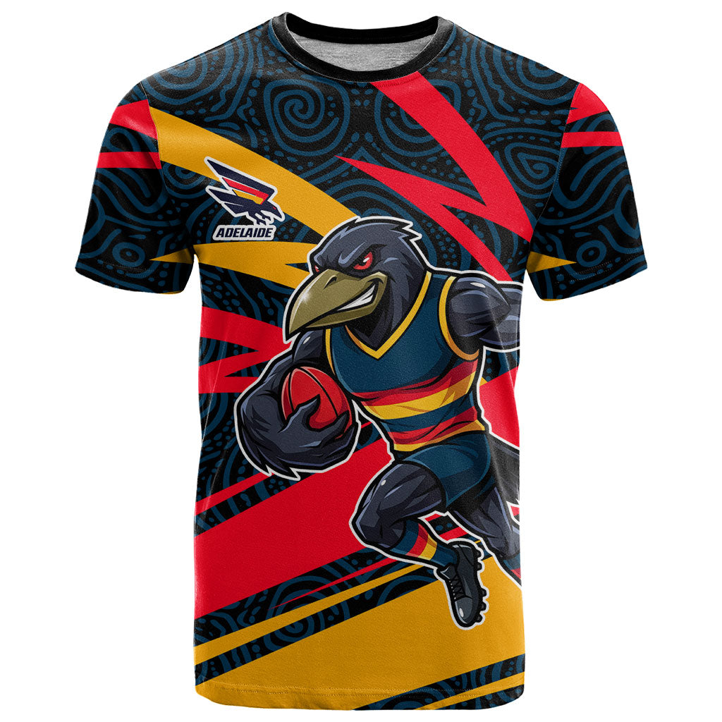 Adelaide Crows Australian Football T Shirt Fierce Mascot Spirit With Indigenous Pattern Art