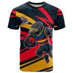 Adelaide Crows Australian Football T Shirt Fierce Mascot Spirit With Indigenous Pattern Art