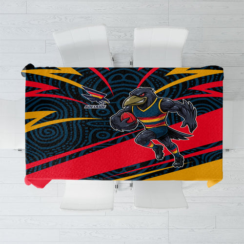 Adelaide Crows Australian Football Tablecloth Fierce Mascot Spirit With Indigenous Pattern Art