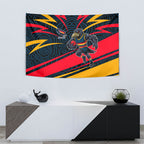 Adelaide Crows Australian Football Tapestry Fierce Mascot Spirit With Indigenous Pattern Art