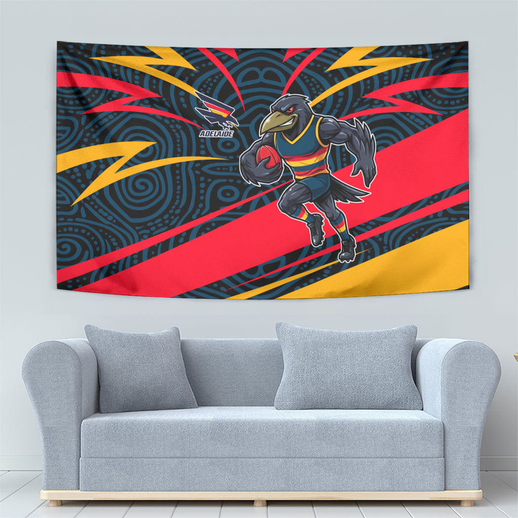 Adelaide Crows Australian Football Tapestry Fierce Mascot Spirit With Indigenous Pattern Art