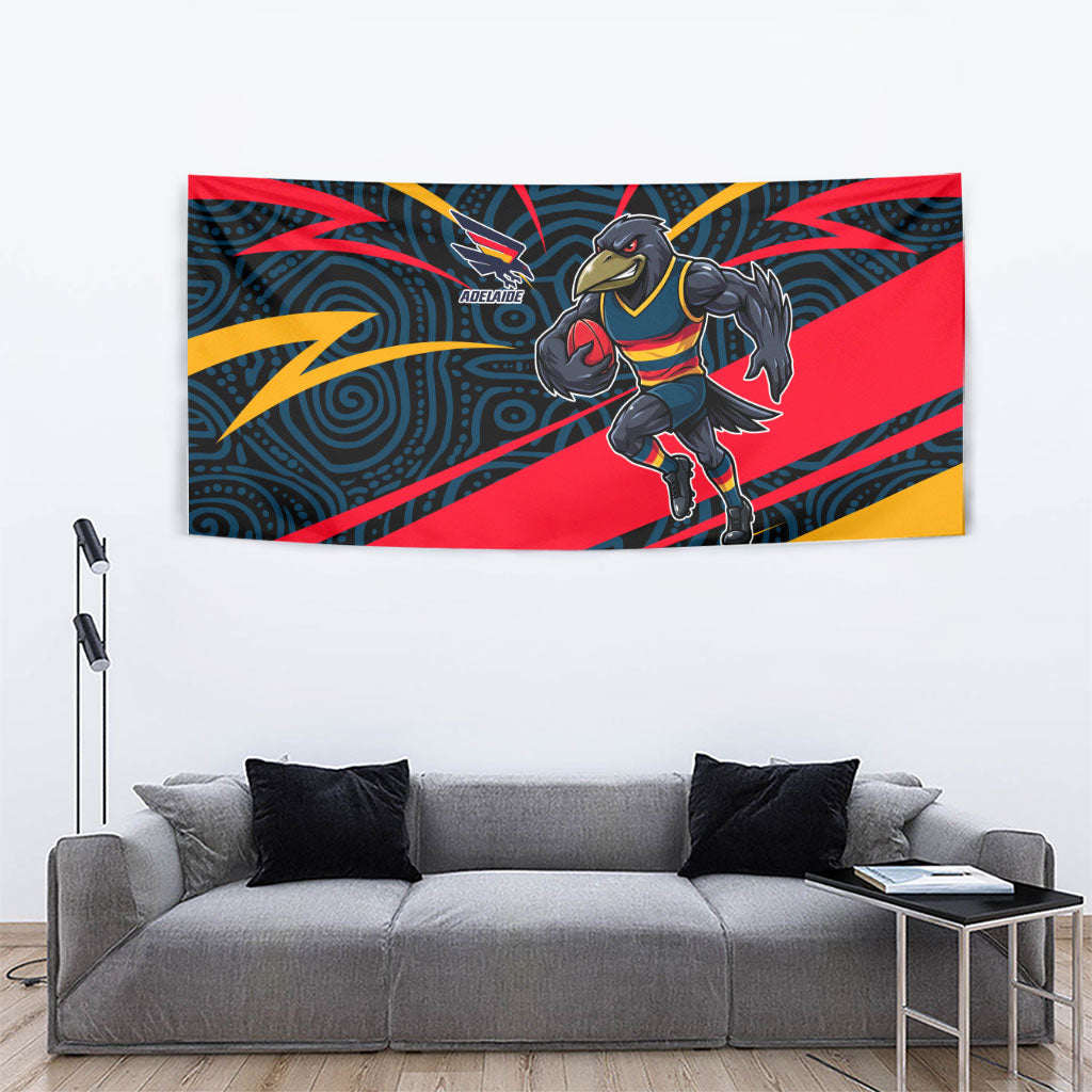 Adelaide Crows Australian Football Tapestry Fierce Mascot Spirit With Indigenous Pattern Art