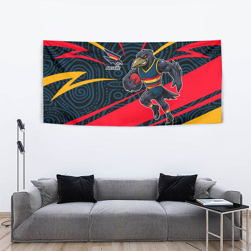 Adelaide Crows Australian Football Tapestry Fierce Mascot Spirit With Indigenous Pattern Art