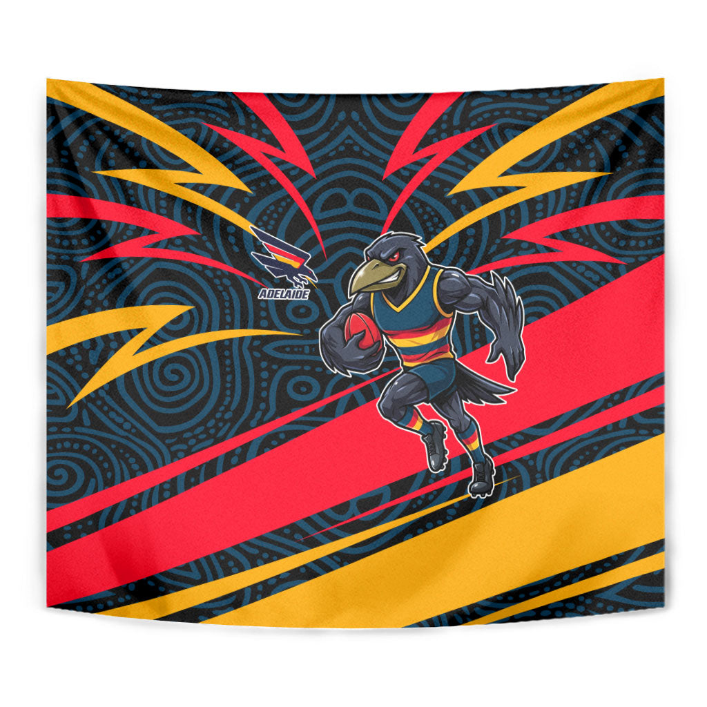 Adelaide Crows Australian Football Tapestry Fierce Mascot Spirit With Indigenous Pattern Art