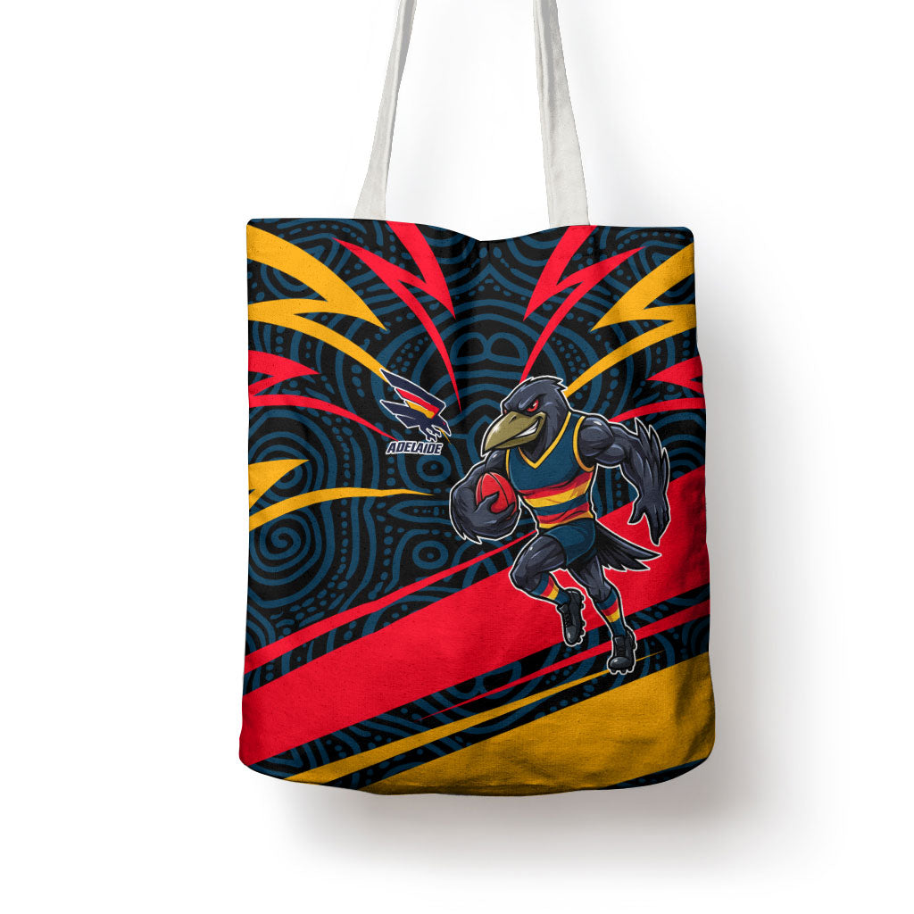 Adelaide Crows Australian Football Tote Bag Fierce Mascot Spirit With Indigenous Pattern Art