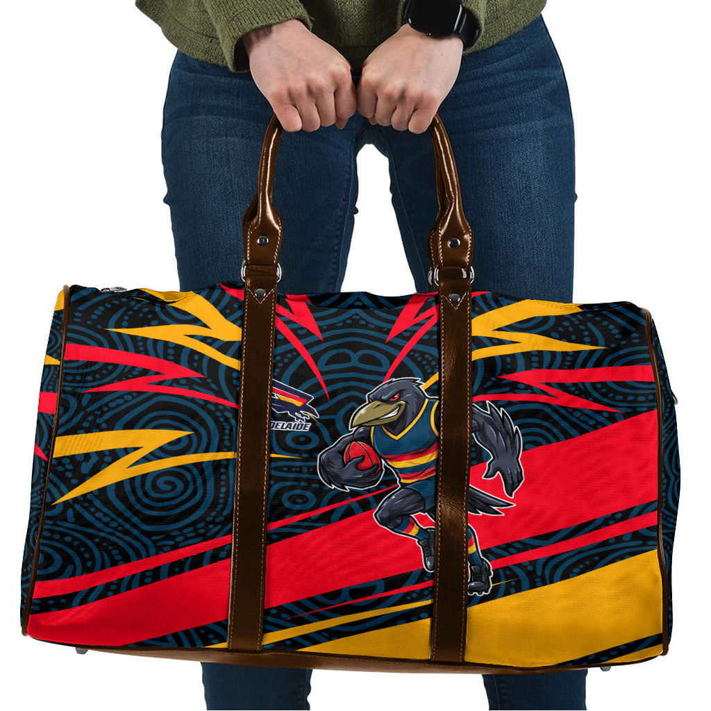 Adelaide Crows Australian Football Travel Bag Fierce Mascot Spirit With Indigenous Pattern Art