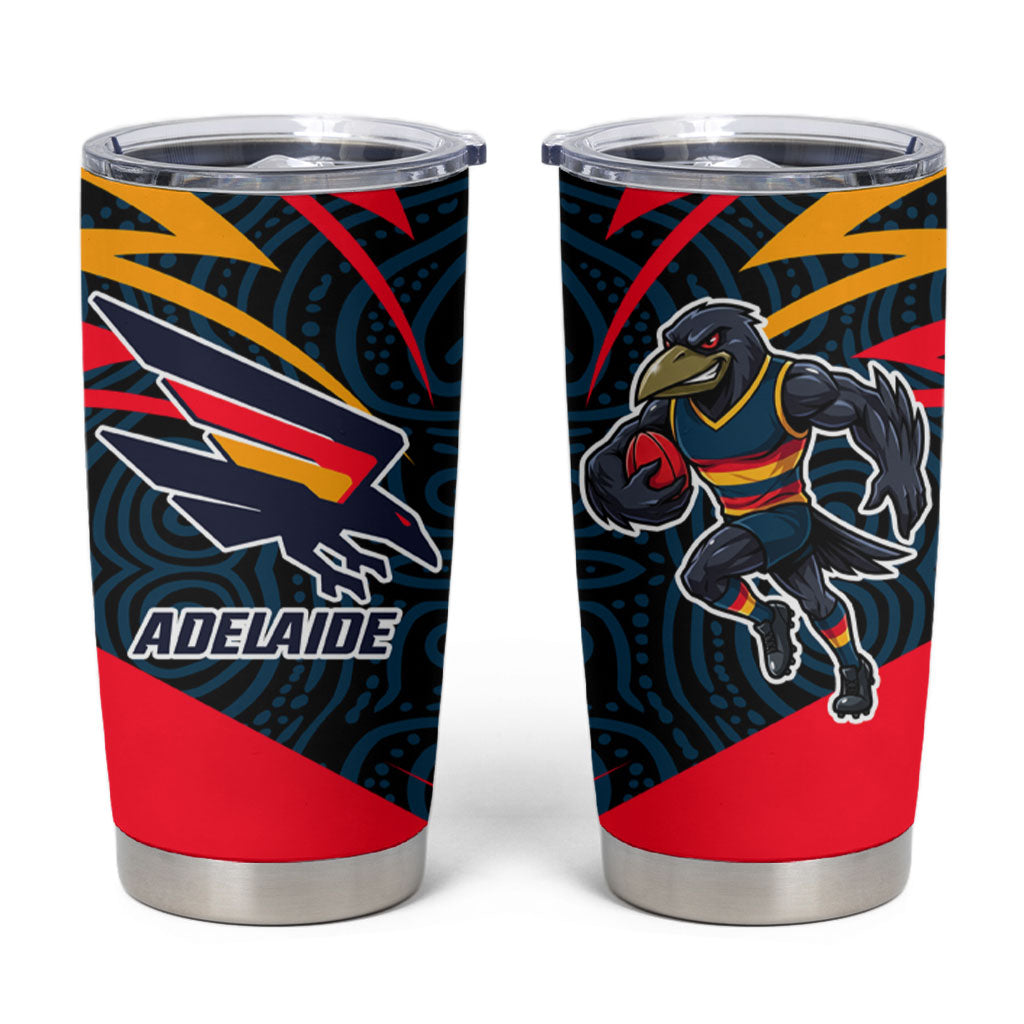 Adelaide Crows Australian Football Tumbler Cup Fierce Mascot Spirit With Indigenous Pattern Art