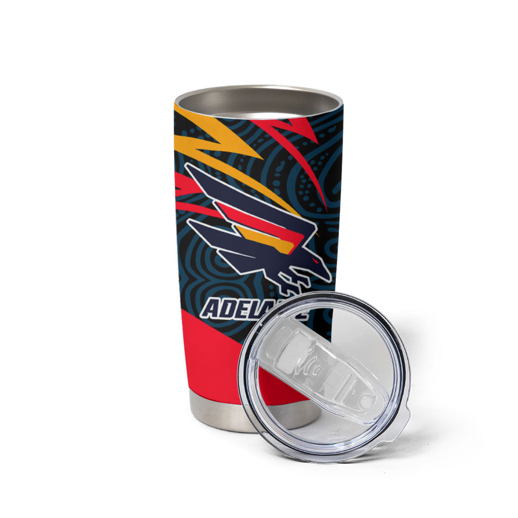 Adelaide Crows Australian Football Tumbler Cup Fierce Mascot Spirit With Indigenous Pattern Art