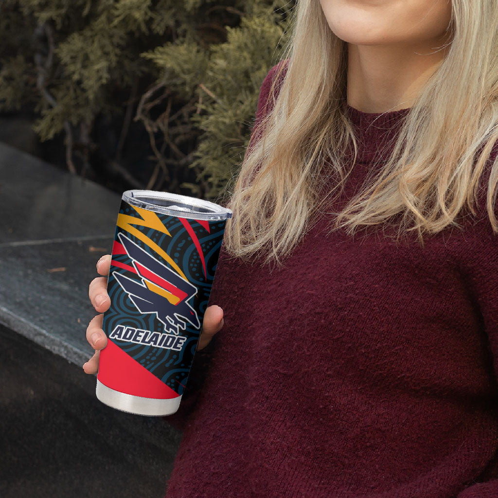 Adelaide Crows Australian Football Tumbler Cup Fierce Mascot Spirit With Indigenous Pattern Art