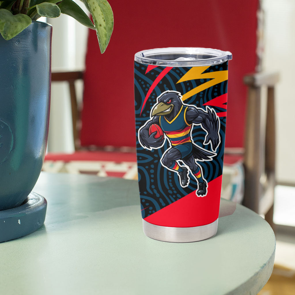 Adelaide Crows Australian Football Tumbler Cup Fierce Mascot Spirit With Indigenous Pattern Art