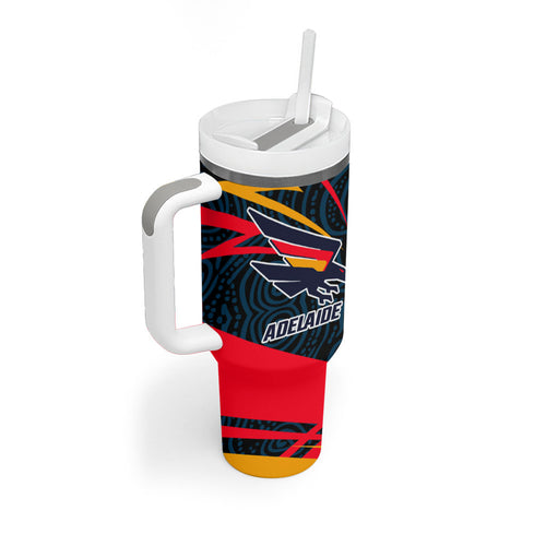 Adelaide Crows Australian Football Tumbler With Handle Fierce Mascot Spirit With Indigenous Pattern Art
