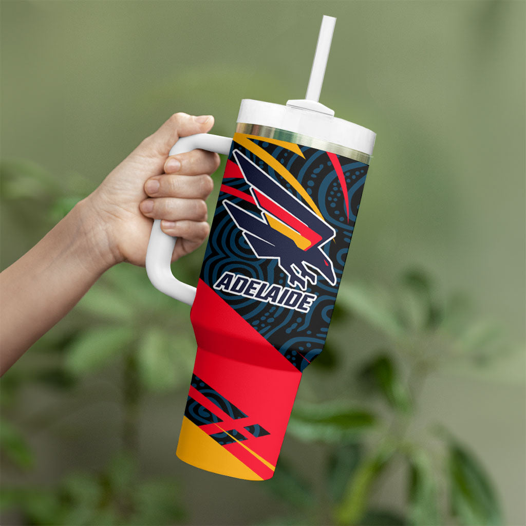 Adelaide Crows Australian Football Tumbler With Handle Fierce Mascot Spirit With Indigenous Pattern Art