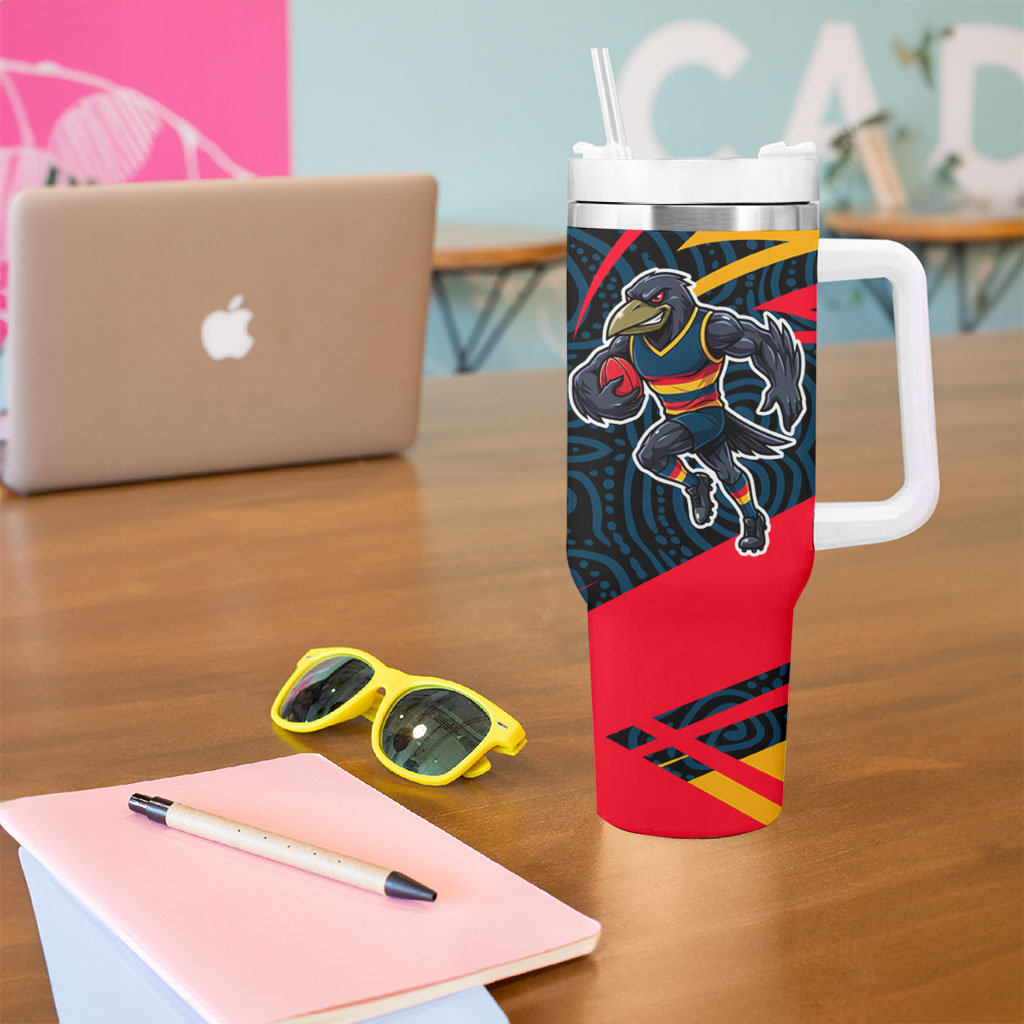 Adelaide Crows Australian Football Tumbler With Handle Fierce Mascot Spirit With Indigenous Pattern Art