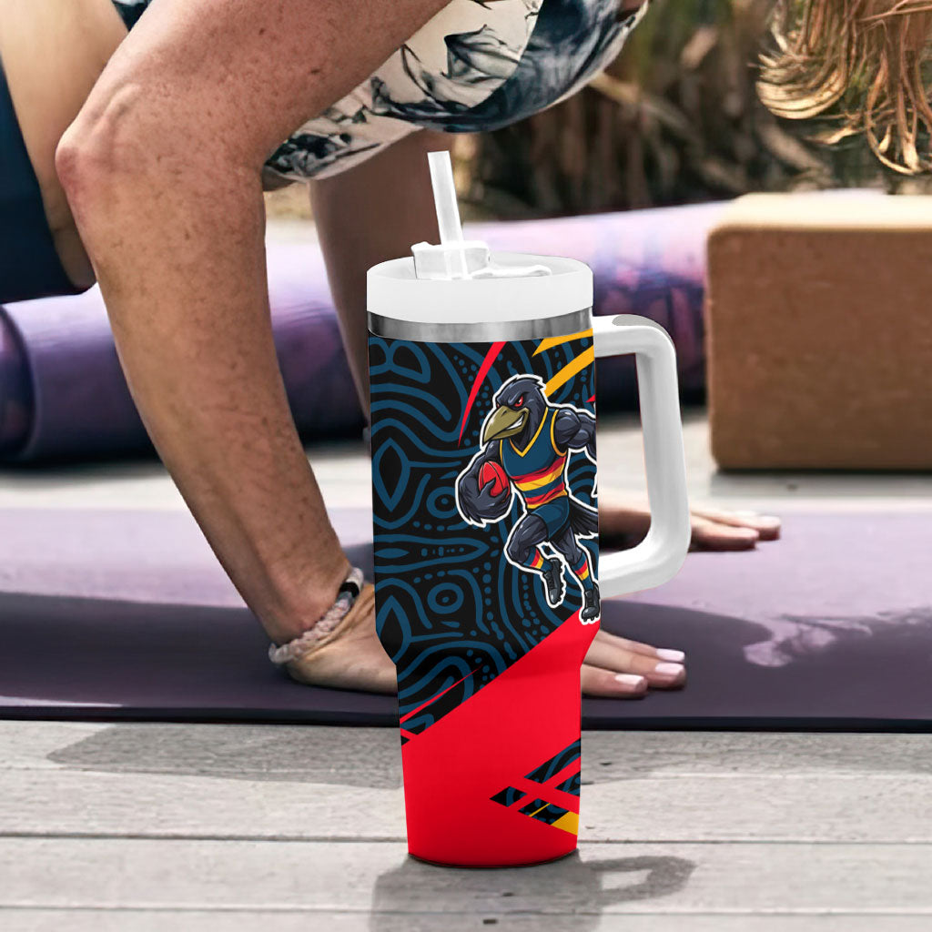 Adelaide Crows Australian Football Tumbler With Handle Fierce Mascot Spirit With Indigenous Pattern Art